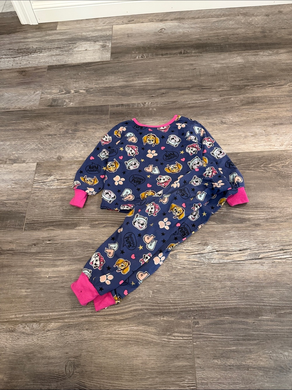 Nickelodeon Girls Navy Paw Patrol Pajama Set with Pink‎ Trim